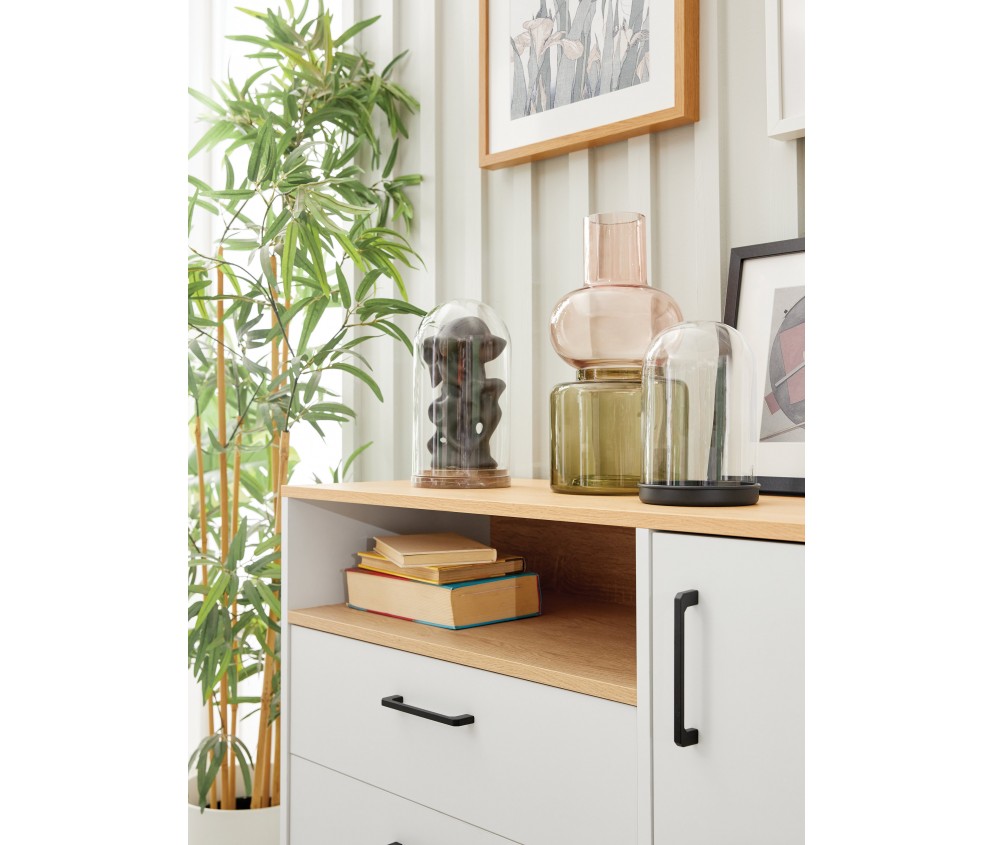 Komoda Summer 110 1D3SZ Dąb Biszkoptowy/Biały