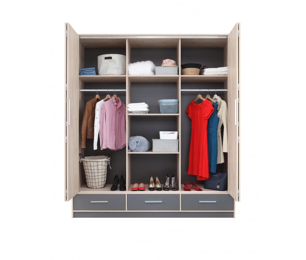 Szafa Morgana 204 4D3SZ Dąb Sonoma/Antracyt