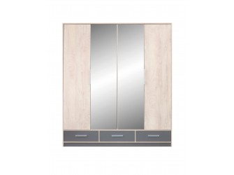 Szafa Morgana 204 4D3SZ Dąb Sonoma/Antracyt z lustrem