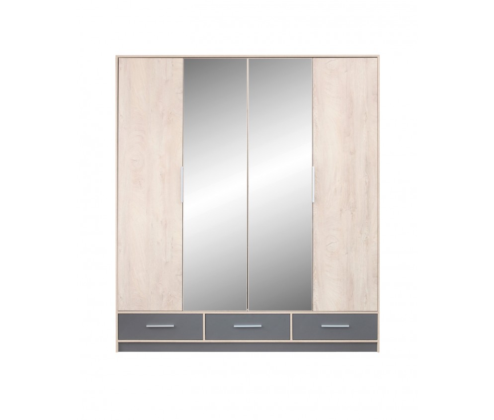 Szafa Morgana 204 4D3SZ Dąb Sonoma/Antracyt z lustrem