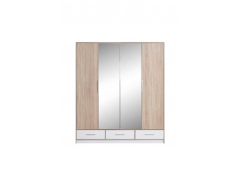Szafa Morgana 204 4D3SZ Dąb Sonoma/Biały Lux z lustrem