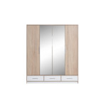 Szafa Morgana 204 4D3SZ Dąb Sonoma/Biały Lux z lustrem