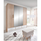 Szafa Morgana 204 4D3SZ Dąb Sonoma/Biały Lux z lustrem