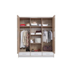 Szafa Morgana 204 4D3SZ Dąb Sonoma/Biały Lux z lustrem