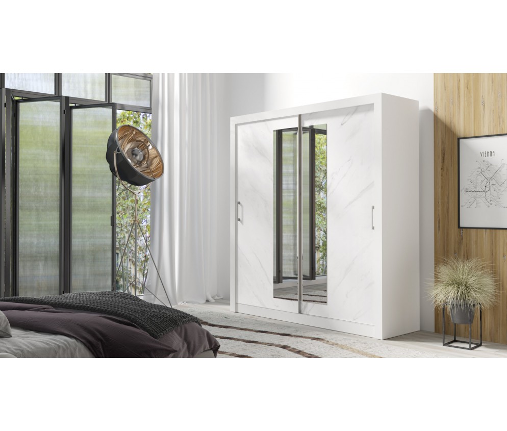 Szafa Carmen 200 Biały/Marmur Bianco