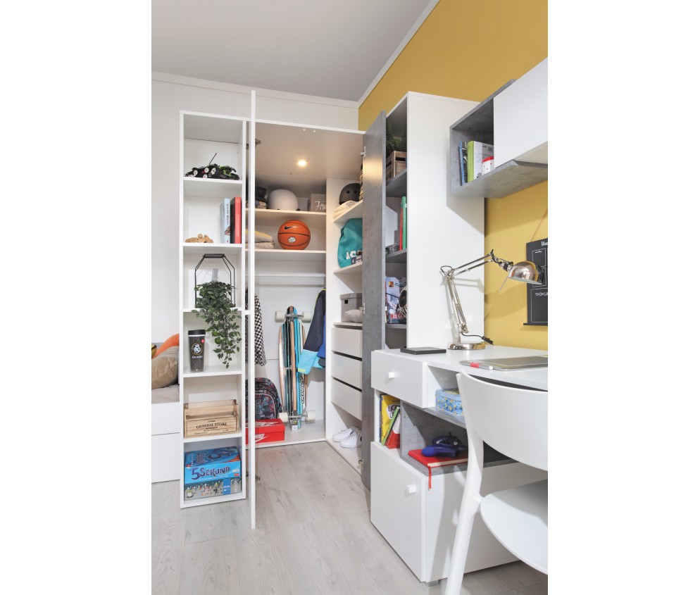 Szafa Sam 135 PRAWA/LEWA Biały Lux/Beton