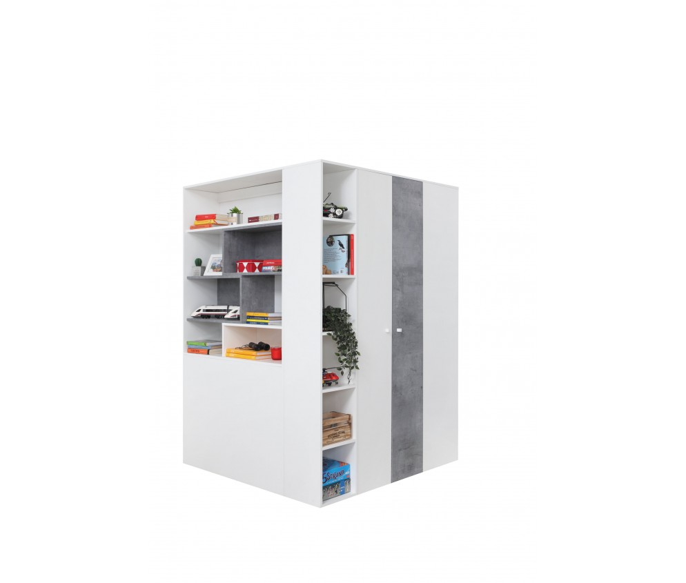 Szafa Sam 135 PRAWA/LEWA Biały Lux/Beton