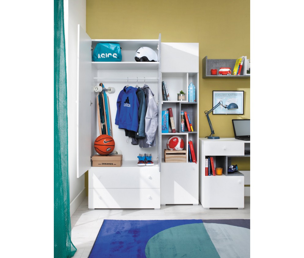 Szafa Sam 80 PRAWA/LEWA 2D2SZ Biały Lux/Beton