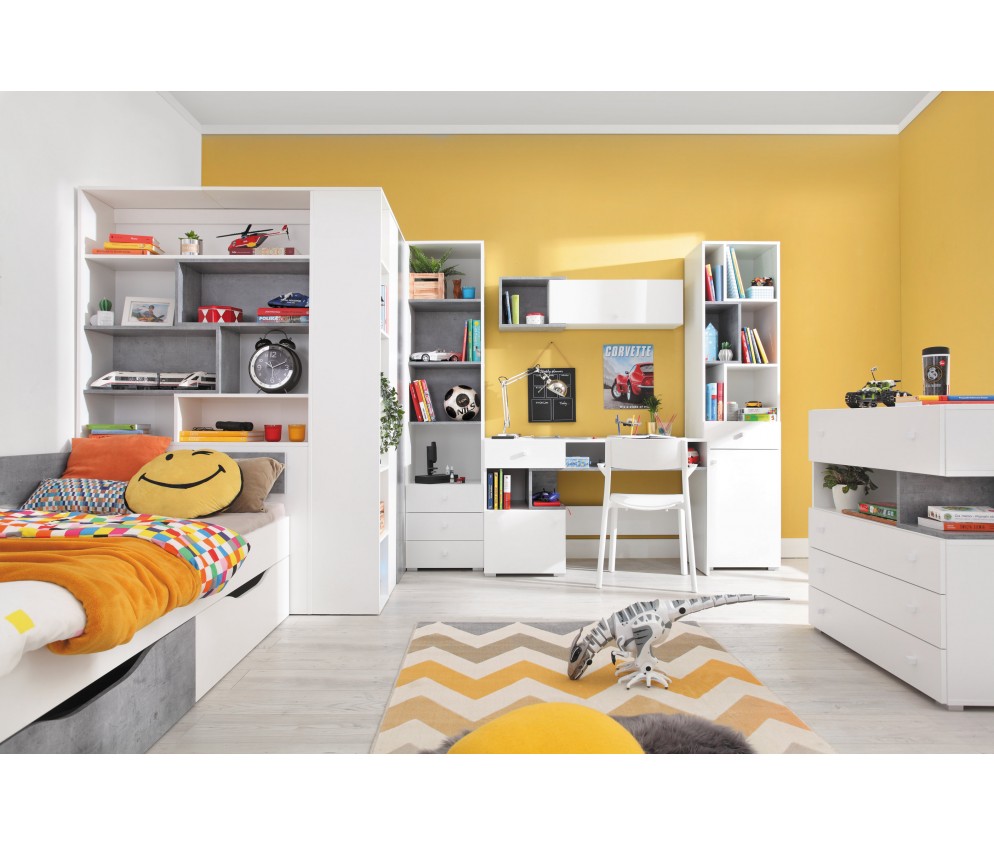 Półka Sam 110x30 Biały Lux/Beton