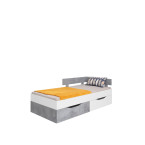 Łóżko Sam 90 PRAWE/LEWE Biały Lux/Beton