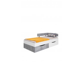 Łóżko Sam 120 PRAWE/LEWE Biały Lux/Beton