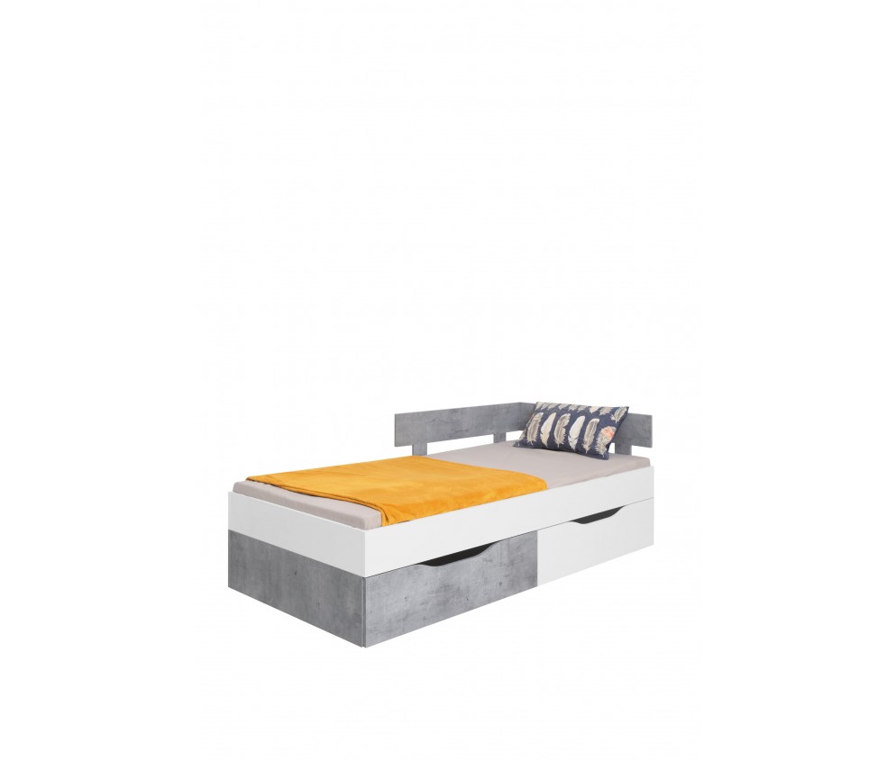 Łóżko Sam 120 PRAWE/LEWE Biały Lux/Beton