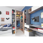 Szafa Sam 135 PRAWA/LEWA Biały Lux/Beton/Dąb