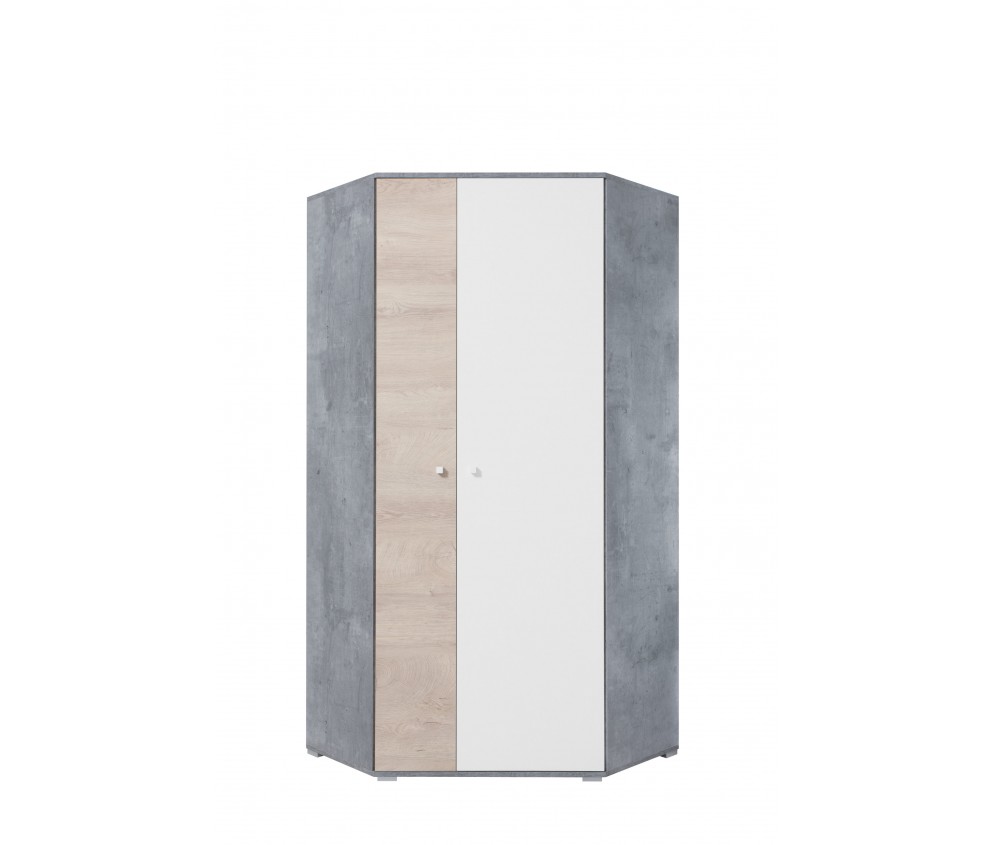 Szafa Sam 90 PRAWA/LEWA Biały Lux/Beton/Dąb narożna