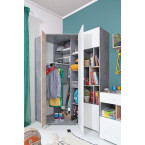 Szafa Sam 90 PRAWA/LEWA Biały Lux/Beton/Dąb narożna