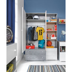 Szafa Sam 80 PRAWA/LEWA 2D2SZ Biały Lux/Beton/Dąb