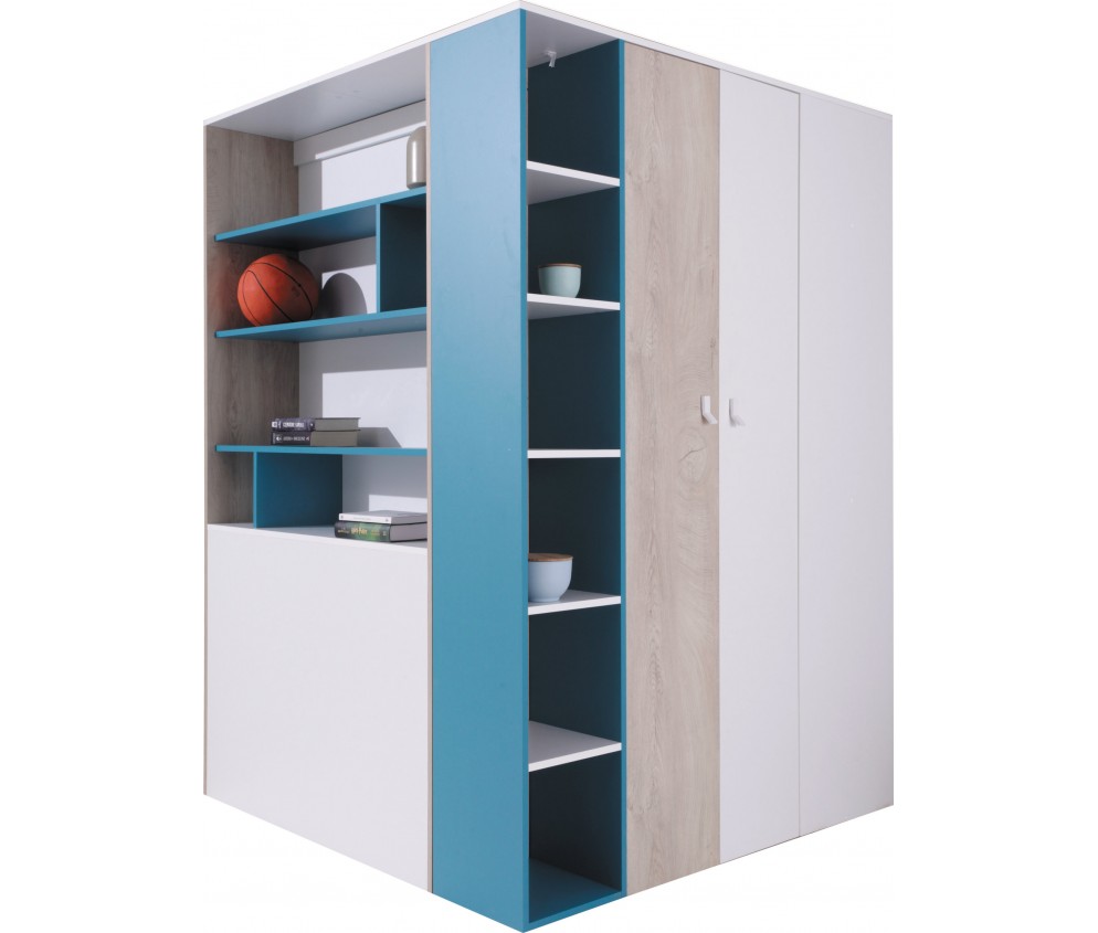 Szafa Plan 135 PRAWA/LEWA Biały Lux/Dąb/Morski