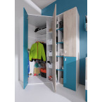 Szafa Plan 90 PRAWA/LEWA Biały Lux/Dąb/Morski narożna