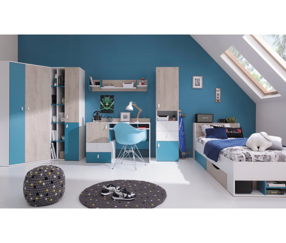 Szafa Plan 80 2D1SZ Biały Lux/Dąb/Morski