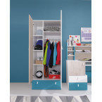 Szafa Plan 80 2D1SZ Biały Lux/Dąb/Morski