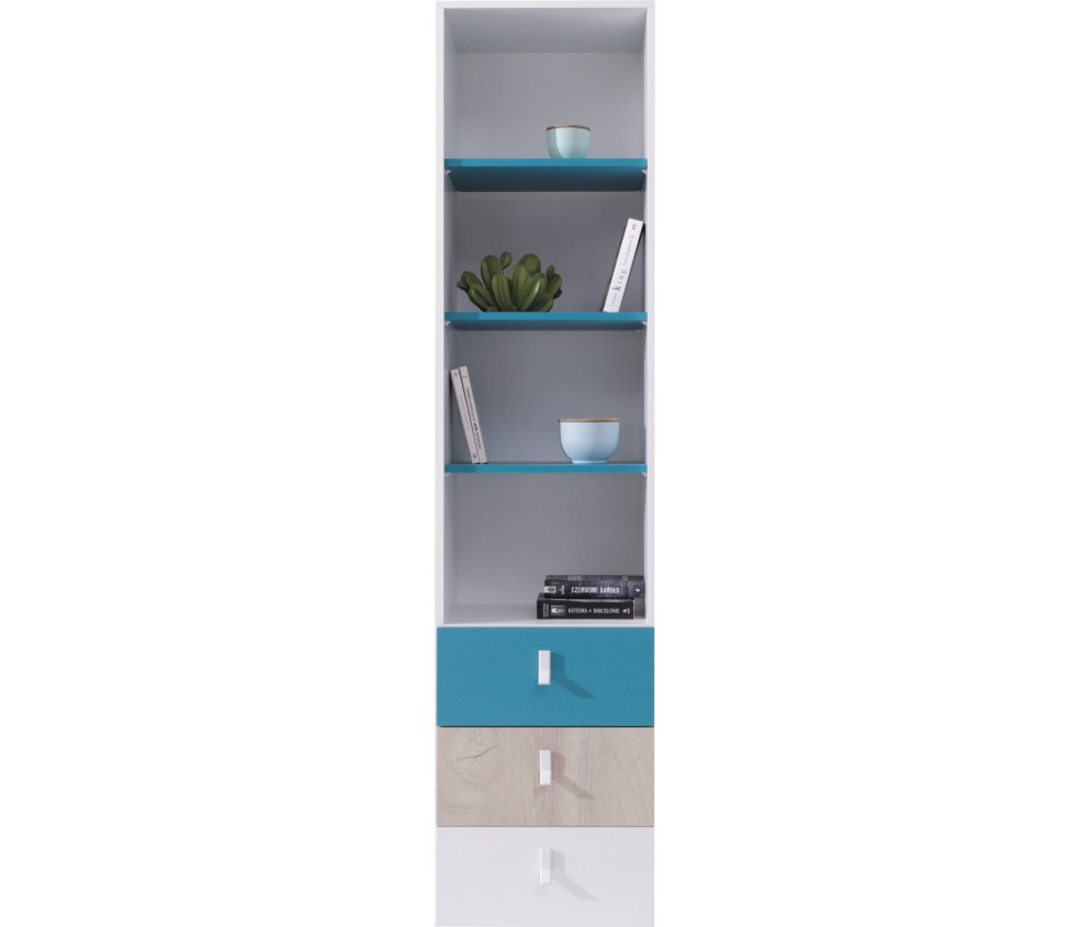 Regał Plan 45 3SZ Biały Lux/Dąb/Morski