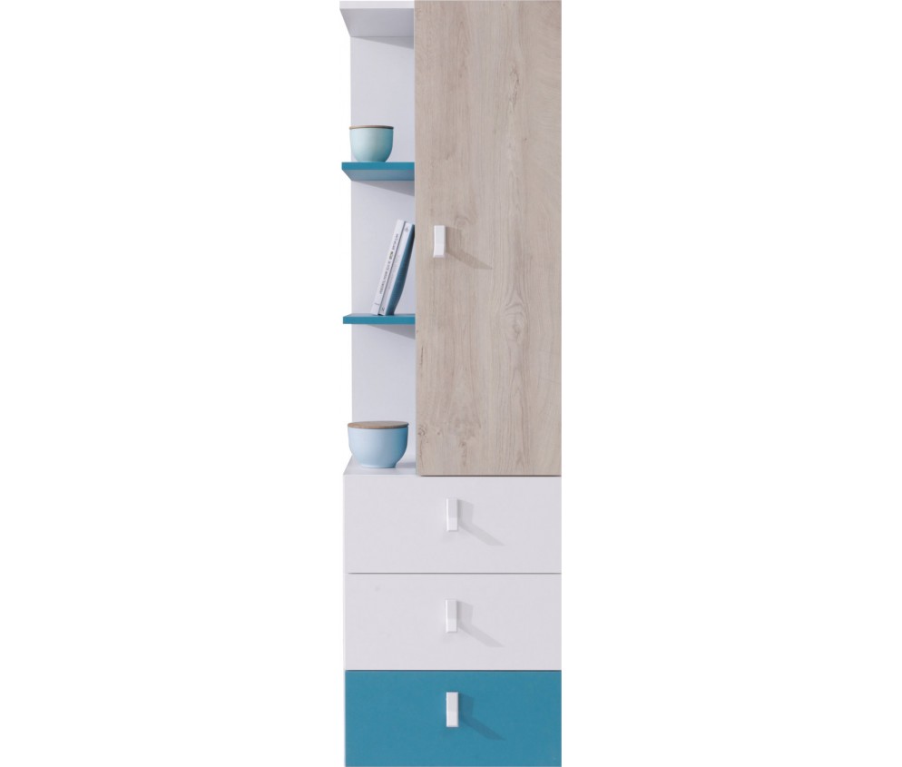 Regał Plan 45 3SZ1D Biały Lux/Dąb/Morski