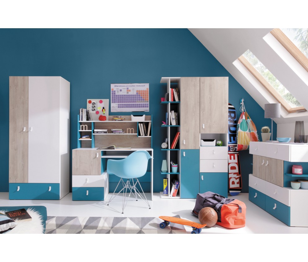 Półka Plan 125 1D Biały Lux/Dąb/Morski