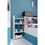 Łóżko Plan 90 Biały Lux/Dąb/Morski z wysuwaną półką LEWE/PRAWE