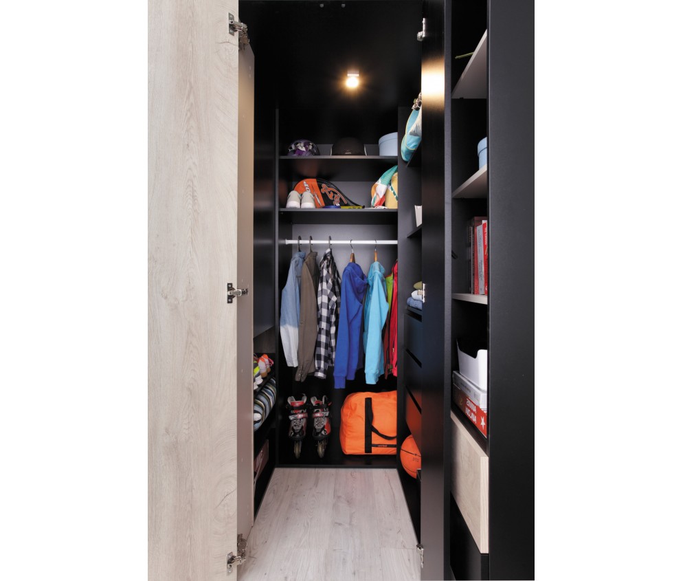 Szafa Plan 135 PRAWA/LEWA Czarny/Dąb/Beż