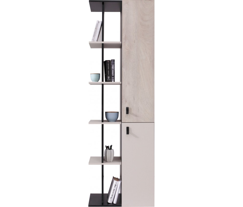 Regał Plan 60 2D Czarny/Dąb/Beż