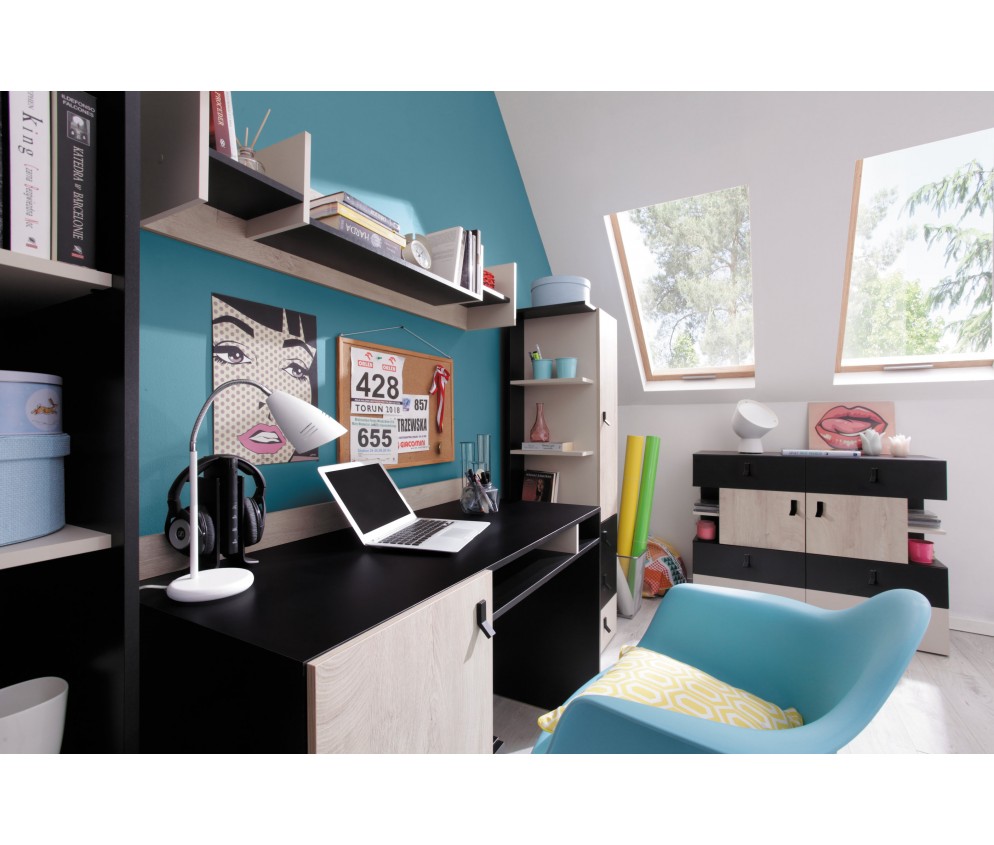 Biurko Plan 125 Czarny/Dąb/Beż