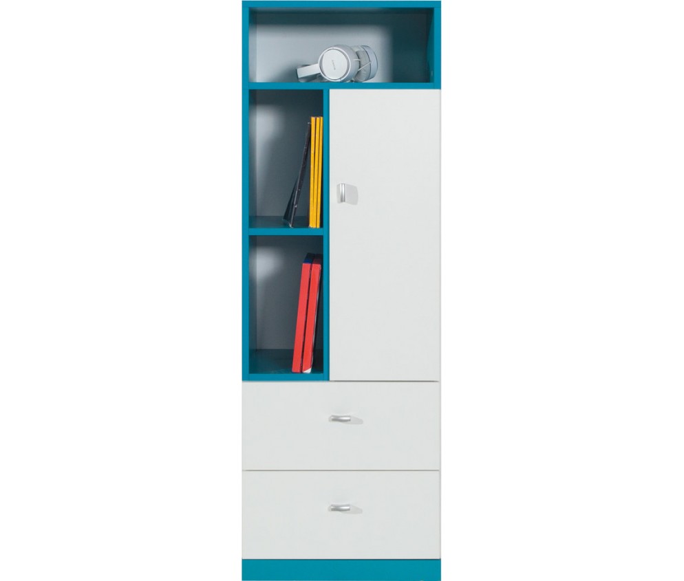 Regał Kamaro 45 1D2SZ Biały Lux/ Turkus