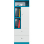 Regał Kamaro 45 1D2SZ Biały Lux/ Turkus