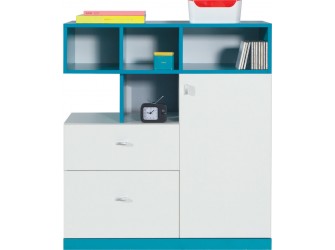 Komoda Kamaro 90 1D2SZ Biały Lux/ Turkus