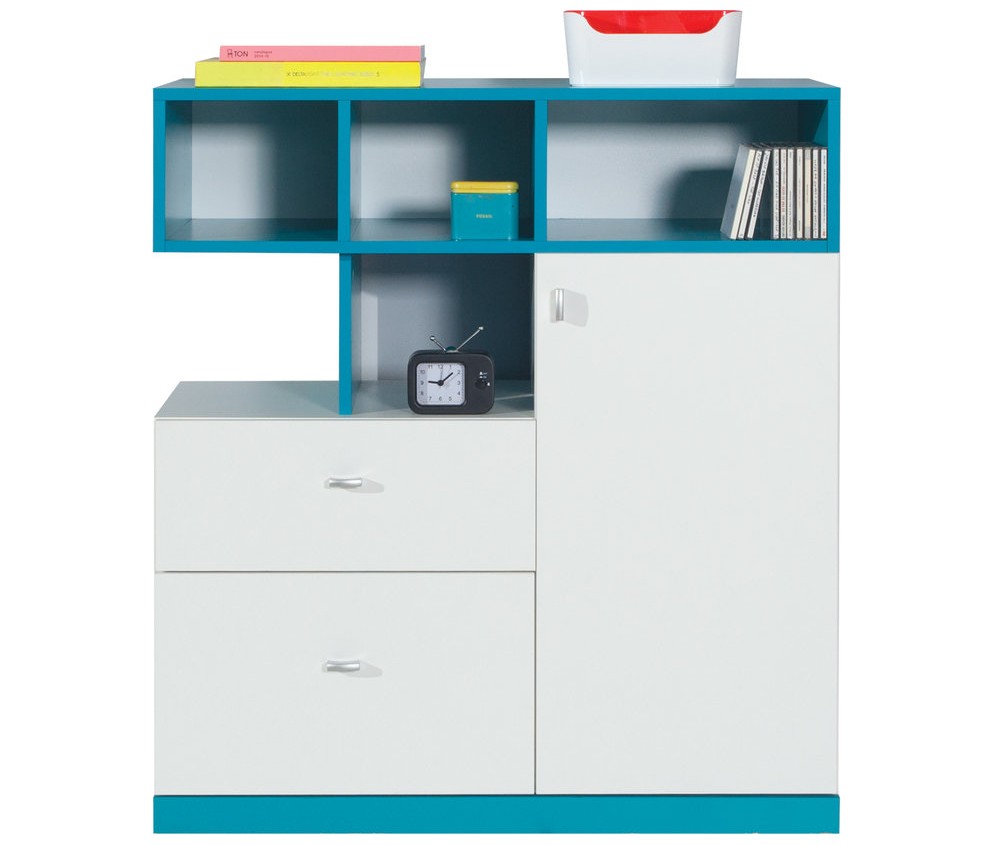 Komoda Kamaro 90 1D2SZ Biały Lux/ Turkus
