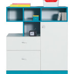 Komoda Kamaro 90 1D2SZ Biały Lux/ Turkus