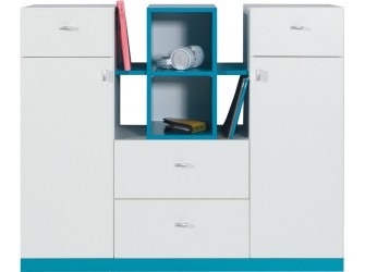 Komoda Kamaro 120 2D4SZ Biały Lux/ Turkus