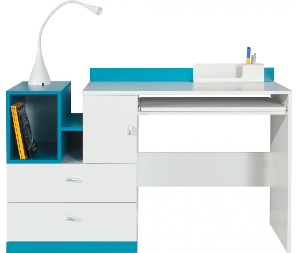 Biurko Kamaro 130 Biały Lux/ Turkus