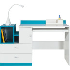 Biurko Kamaro 130 Biały Lux/ Turkus