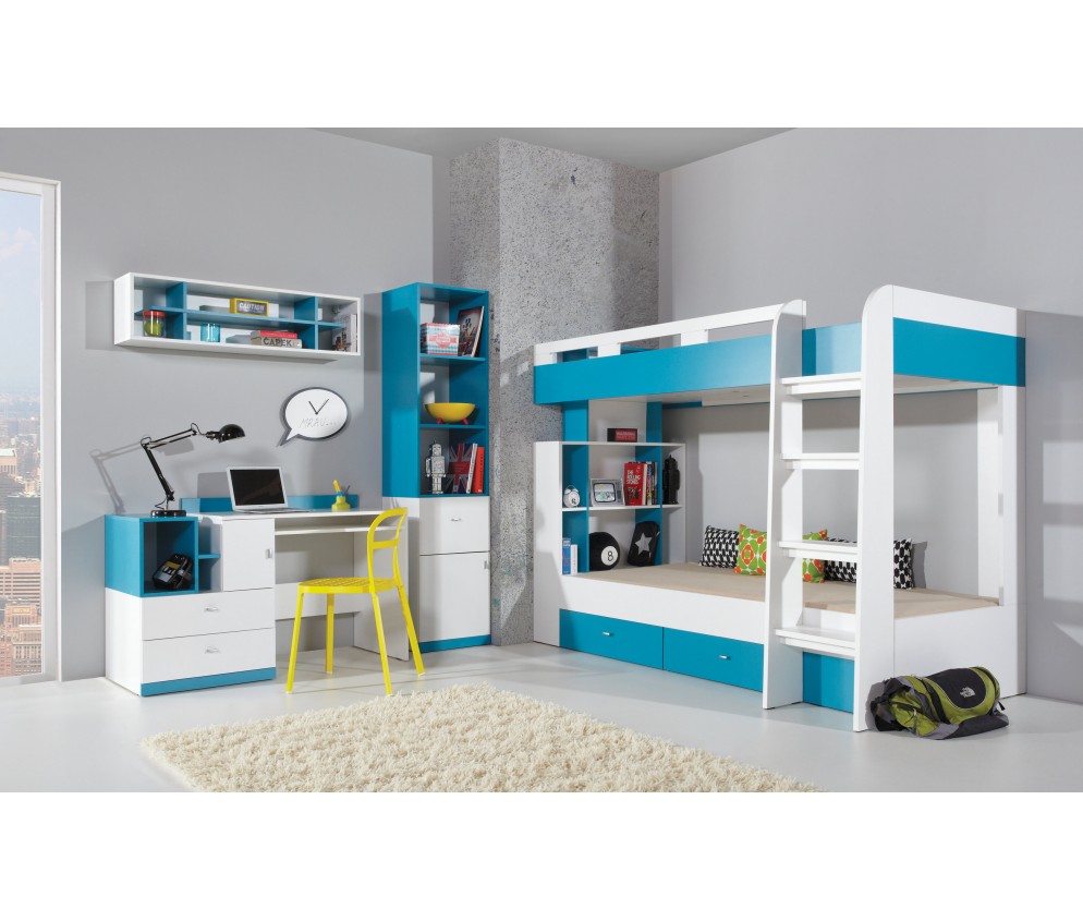 Biurko Kamaro 130 Biały Lux/ Turkus