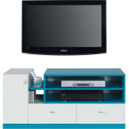 Szafka RTV Kamaro 120 Biały Lux/ Turkus