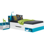 Łóżko Kamaro 90 Biały Lux/ Turkus