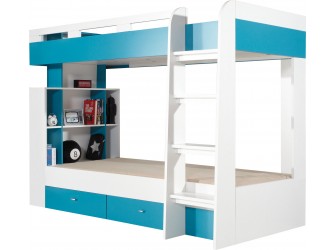 Łóżko piętrowe Kamaro 90 Biały Lux/ Turkus