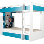 Łóżko piętrowe Kamaro 90 Biały Lux/ Turkus