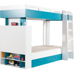 Łóżko piętrowe Kamaro 90 Biały Lux/ Turkus