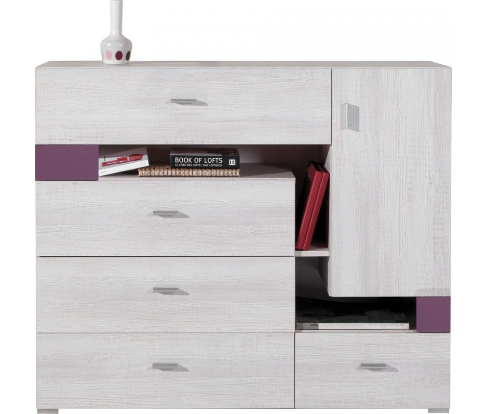 Komoda Naomi 120 1D5SZ Sosna Bielona/Viola