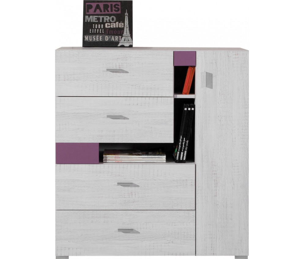 Komoda Naomi 90 1D4SZ Sosna Bielona/Viola
