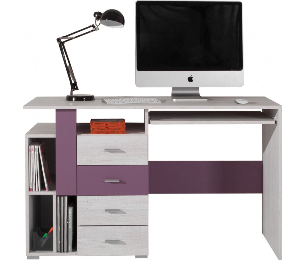 Biurko Naomi 125 4SZ Sosna Bielona/Viola