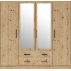 Szafa Simon 200 4D4SZ Dąb Aristan z lustrem