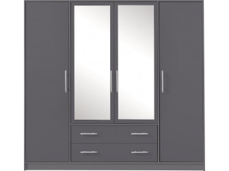 Szafa Simon 200 4D4SZ Antracyt z lustrem